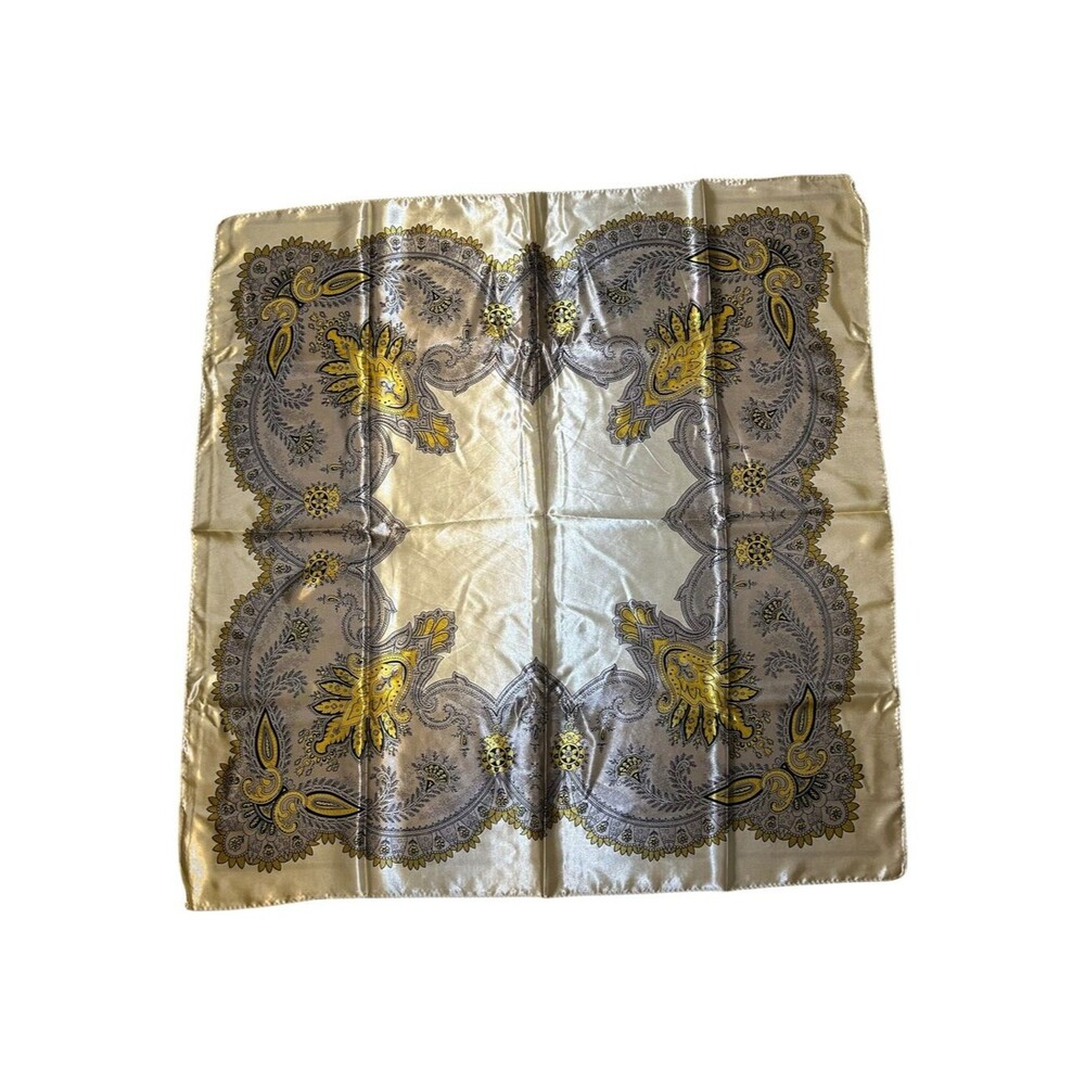 Elegant Paisley 35” x 35” Scarf in Yellow and Gray